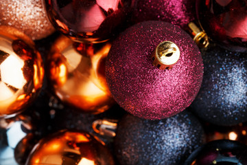 Colorful collection of Christmas Balls useful as a background patternColorful Christmas balls close up as background.