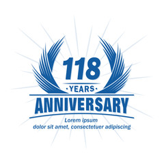 118 years logo design template. 118th anniversary vector and illustration.