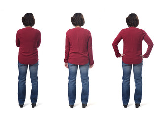 Naklejka premium full portrait of a woman from behind on white