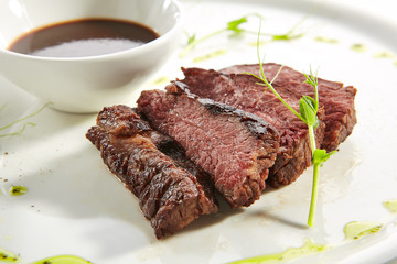 Alternative Grilled Skirt Steak, Well Done Machete Fillet Isolated