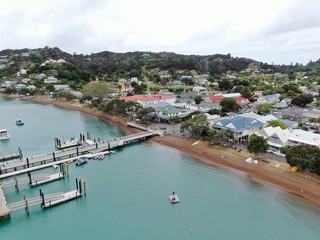 Fototapeta na wymiar Russell, Bay of Islands / New Zealand - December 16, 2019: The Scenic and Peaceful Seaside Village of Russell at the Bay of Islands