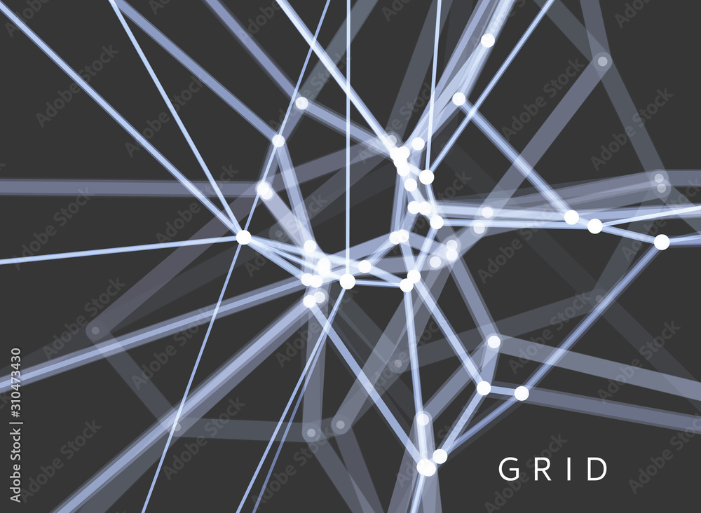 Wall mural lattice structure. science or technology background. graphic design. 3d grid surface. abstract vecto