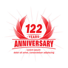122 years logo design template. 122nd anniversary vector and illustration.
