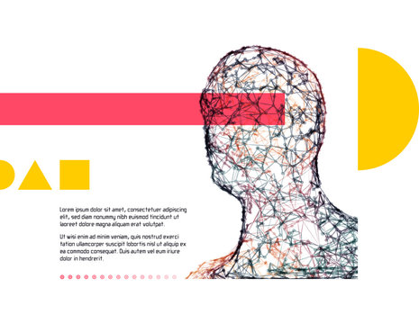 3d cover design template. Human face created in grid style. Artificial intelligence concept. Pattern can be used as a template for brochure, magazine, poster, presentation, flyer or banner. - Powered by Adobe