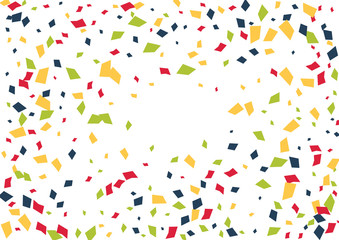 Festive color rectangle confetti background. Abstract frame confetti texture for holiday, postcard, poster, website, carnivals, birthday and children's parties. Cover confetti mock-up. Wedding card