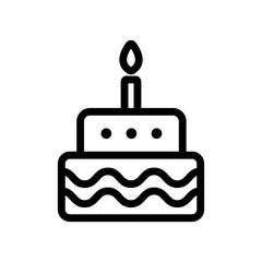 Festive cake icon vector. A thin line sign. Isolated contour symbol illustration