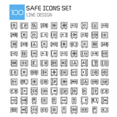 big set of safe icons line vector
