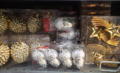 Christmas toys in the boxes for the new year