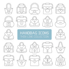 handbag and pouch icons thin line design