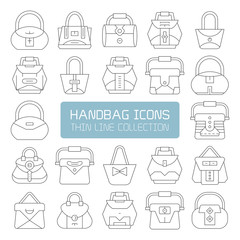 handbag and pouch icons thin line design