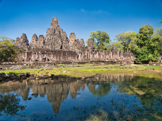 Fototapeta na wymiar Temple ruins at the ancient Khmer site of Angkor Thom near Siem Reap in Cambodia.