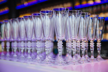 Empty wine glasses on the table