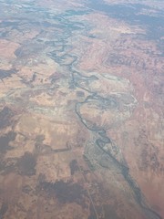 A river traversing the desert in Australia as seen from a plane