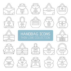 handbag and pouch icons thin line design