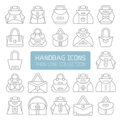 handbag and pouch icons thin line design