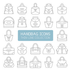 handbag and pouch icons thin line design