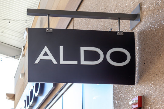 Aldo store sign on September 10, 2019 in Niagara Falls, Ontario, Canada. Aldo is a Canadian retailer that owns and operates a worldwide chain of shoe and accessories stores.