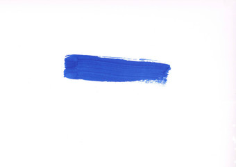 Watercolor blue brush stroke on white background