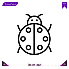 ladybug icon vector . Best modern, simple, isolated, application ,seasons icons, logo, flat icon for website design or mobile applications, UI / UX design vector format