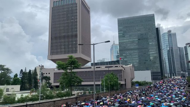 protesters go to protest nearheadquarters of the People's Liberation Army Hong Kong Garrison.
