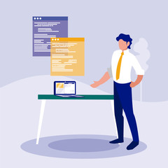 Businessman avatar and website vector design
