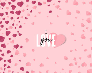 Vector illustration background with hearts. Beautiful confetti hearts falling on background. Invitation Template Background Design, Valentine's Day or Mother's Day