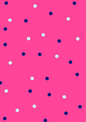 Digital Paper for Scrapbook White and Blue Dots on Pink Background. Small Polka Dots Pattern seamless texture. Repeat background. For greetings and invitation celebration cards. Vector illustration