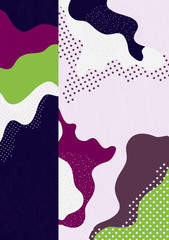 Modern abstract geometric composition with decorative waves, shapes and dots. Creative background for your design.