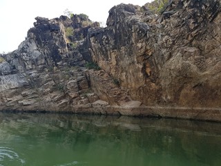 Fototapeta na wymiar Marble Rocks in Bhedaghat Jabalpur