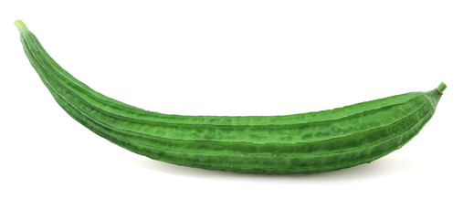 Fresh Angled luffa (Ribbed Gourd) fruits isolated on white background  with clipping path