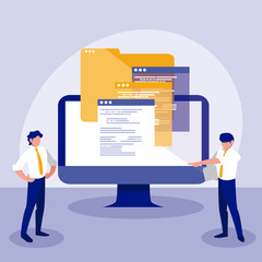 Isolated corporate businessmen and computer vector design