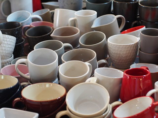 Stack of ceramic coffee cups