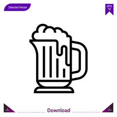 beer icon vector . Best modern, simple, isolated, application , logo, flat icon for website design or mobile applications, UI / UX design vector format
