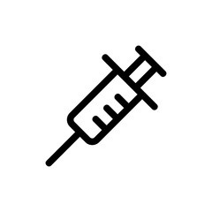 syringe and needle icon vector. A thin line sign. Isolated contour symbol illustration