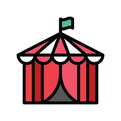 art and craft related circus camp vector with editable stroke