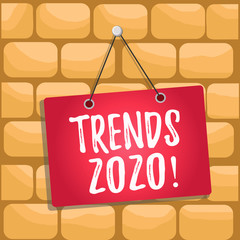 Obraz na płótnie Canvas Handwriting text Trends 2020. Conceptual photo general direction in which something is developing or changing Colored memo reminder empty board blank space attach background rectangle