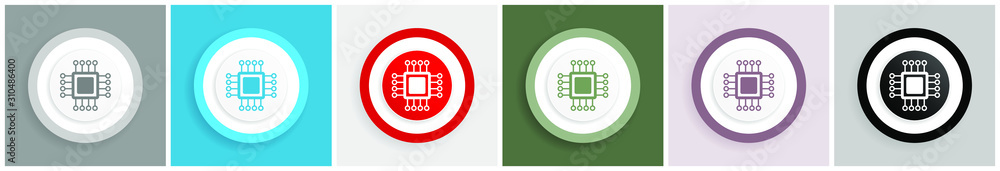 Leinwandbilder Circuit icon, technology, chip, processor vector illustrations in 6 colors options for web design and mobile applications in eps 10
