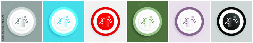 Poster Circuit icon, technology, chip, processor vector illustrations in 6 colors options for web design and mobile applications in eps 10