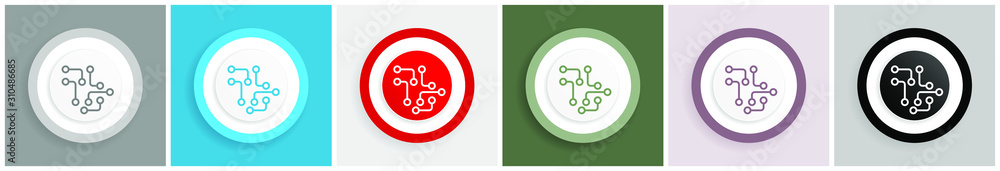 Poster Circuit icon, technology, chip, processor vector illustrations in 6 colors options for web design and mobile applications in eps 10