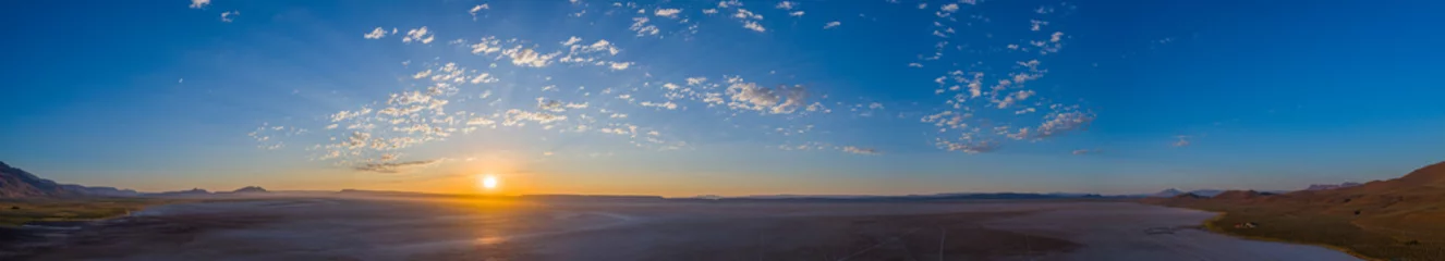 Fotobehang Alvord Desert Sunrise at the base of the Steens Mountains © Cascadia Aerial