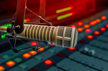 Professional microphone in Radio studio