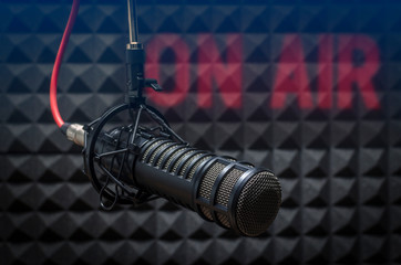 Professional microphone in Radio studio