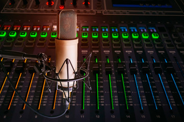 Professional microphone in Radio studio