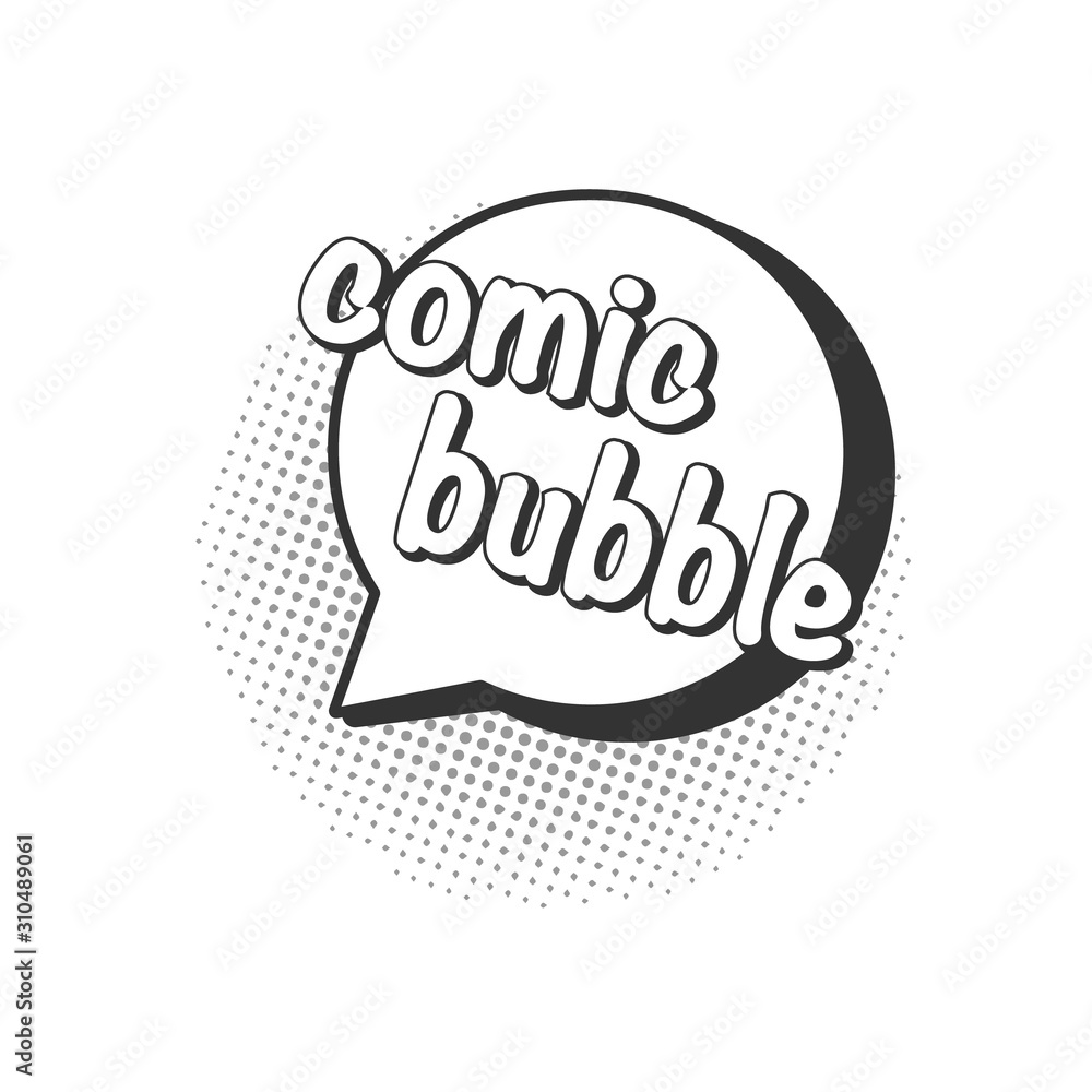 Poster retro empty comic bubbles and element with black halftone shadows on transparent background. vector 