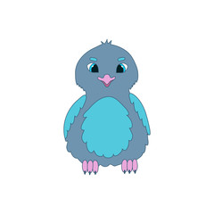 Cartoon bird isolated on white background. Vector illustration.