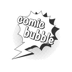 Retro empty comic bubbles and element with black halftone shadows on transparent background. Vector illustration, vintage design, pop art style