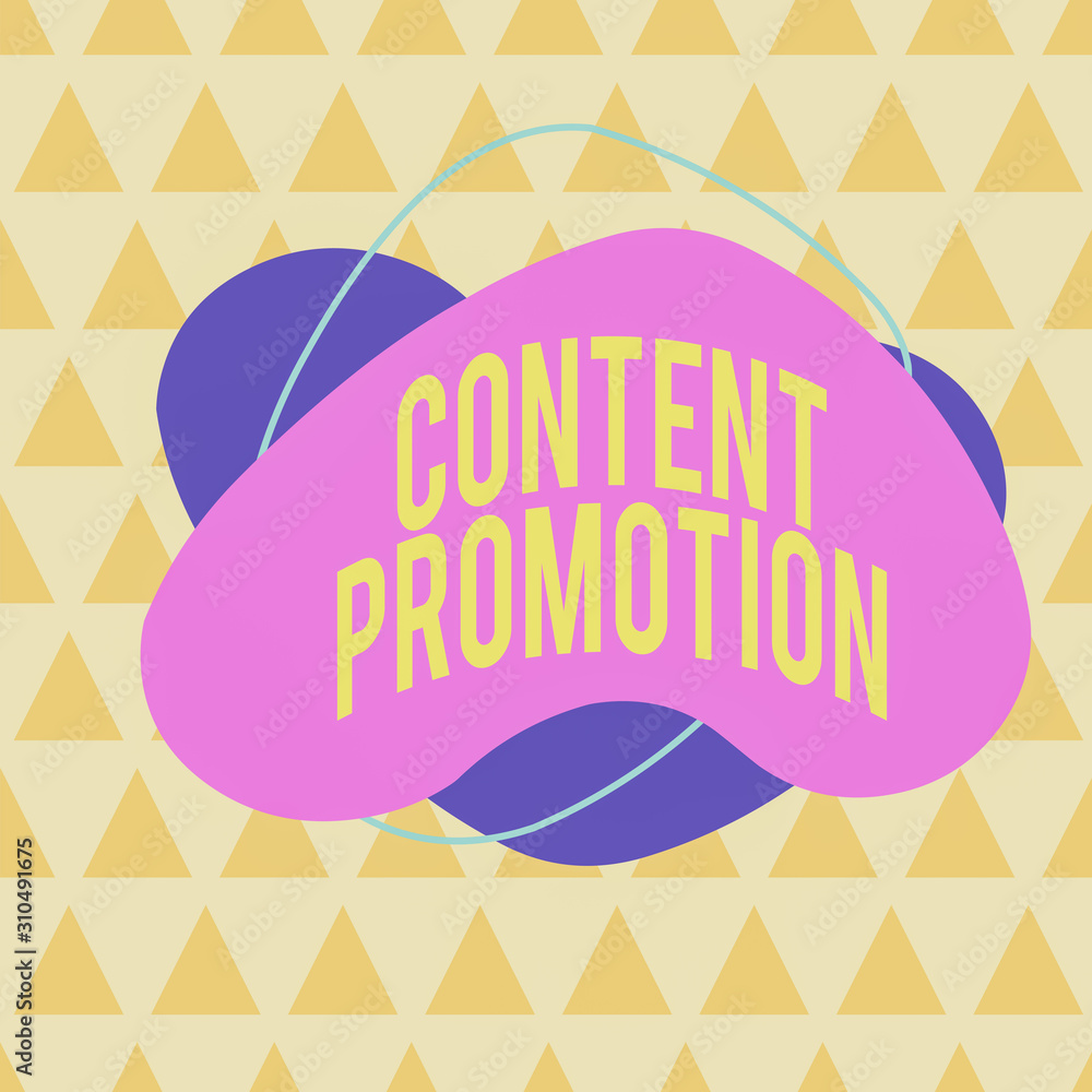 Poster writing note showing content promotion. business concept for about getting content in front of the r