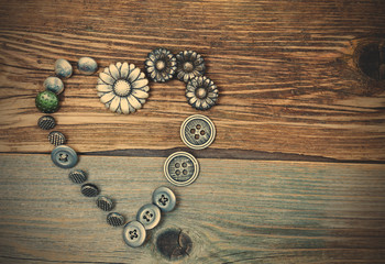 vintage buttons heart
