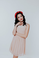 a beautiful cocktail dress stylish girl wreath