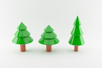 Christmas trees isolated on white background- 3d rendering